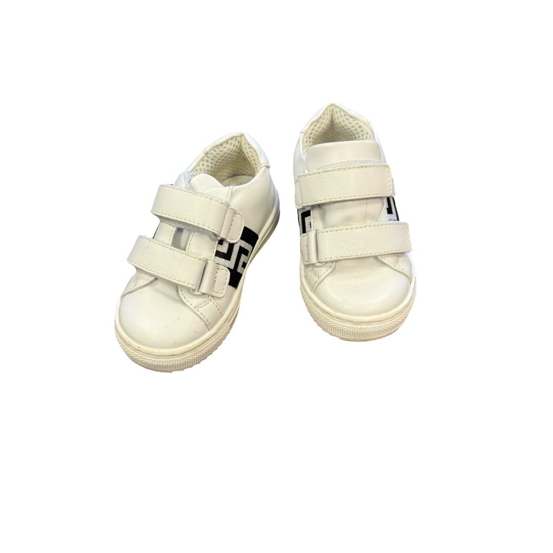 Versace White Velcro Shoes, euro 21 little kids