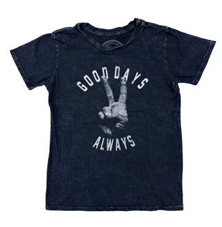 Tiny Whales Charcoal Wash Graphic Tee with "Good Days Always", 8 years