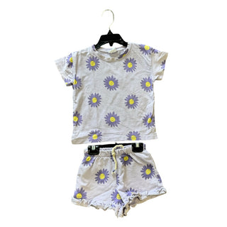 Zara Purple Daisy tshirt/short set, 2-3 years