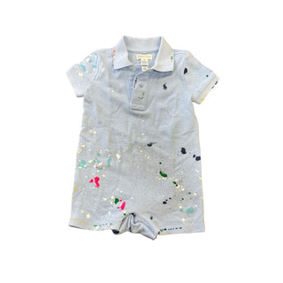 Ralph Lauren Blue with Splatter Paint Collared Onesie, 12 months