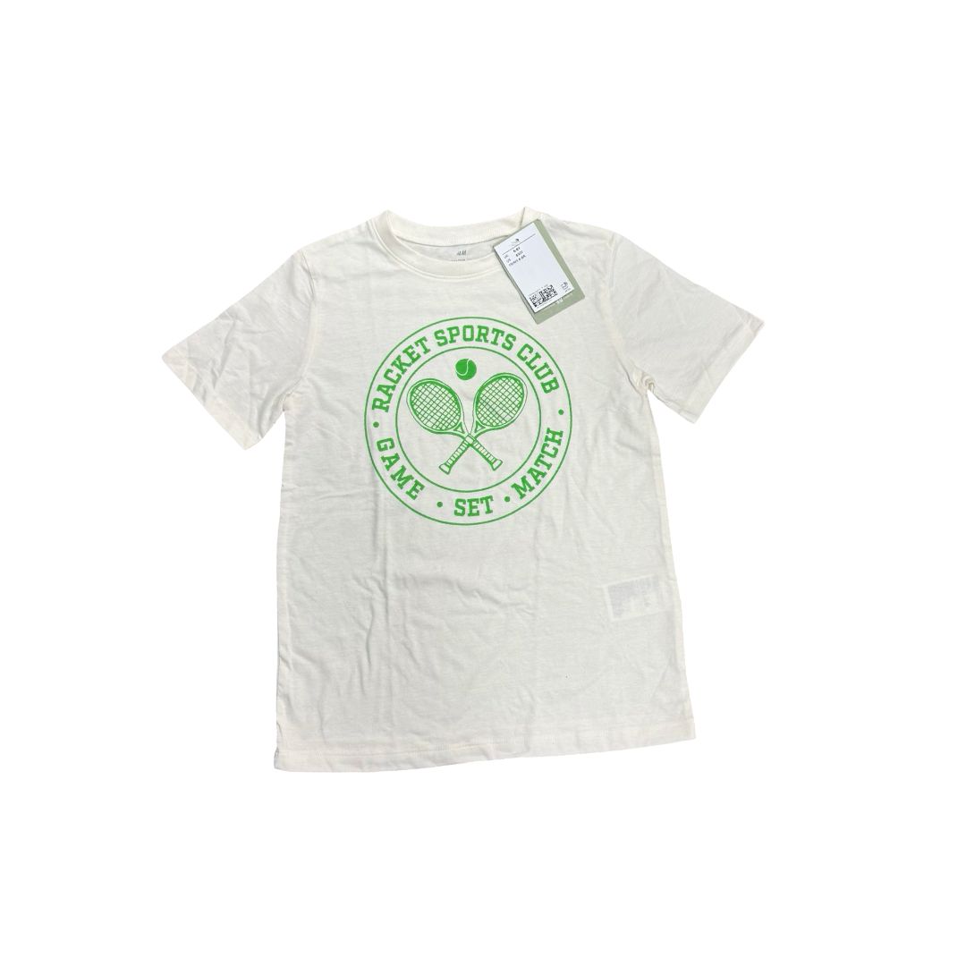 H&M White Racket Sports Club T-shirt, 6-8 years
