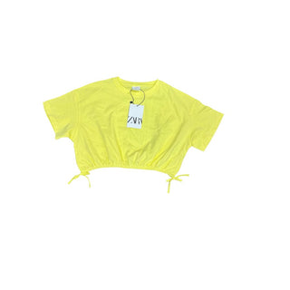 Zara Yellow Cropped T-Shirt with Scrunched Bottom, 9-10 years