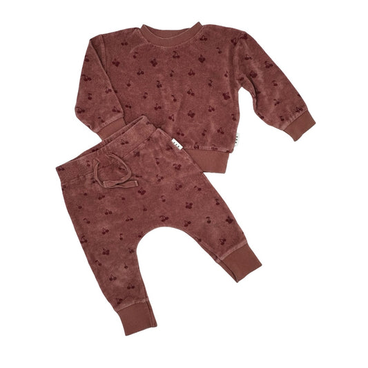 Hux Terry cherry sweater and sweatpant set, 2 years