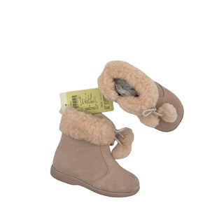 Dave & Bella Pink Sued with Faux Fur Lining and Cuff and Pink Ties Boots with Zipper, eu 20 little kid