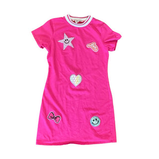Dream Girl Pink T-Shirt Dress with Patches, 8 years