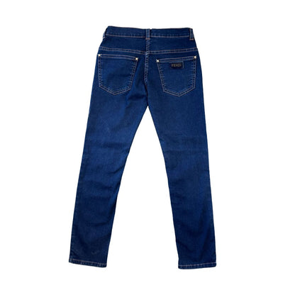 Fendi Blue Denim Jeans with Signature Patterned Lined Pocket, 8 years