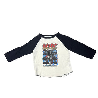Rowdy Sprout White Long Sleeve with AC/DC Logo, 2 years