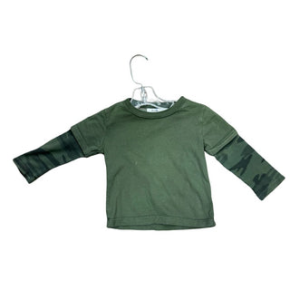 Joah Love Green T-Shirt with Camo Long Sleeves, 12 months