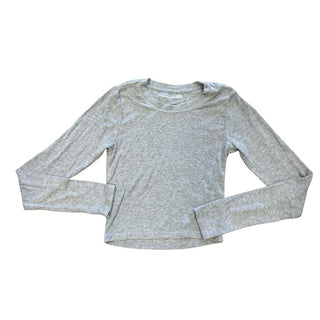 Katie J Grey Cropped Long Sleeve Shirt, xl