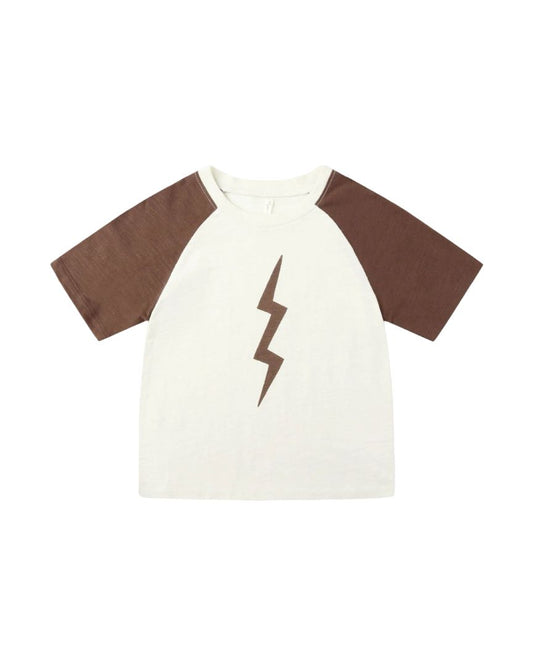 Rylee + Cru Brown and White Lightning Bolt Raglan Short Sleeve T-Shirt Brand New with Tags, 4-5 years