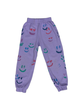 Chaser Purple Sweatpants with Smiley Pattern, 6 years