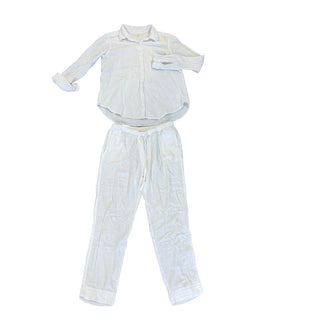 Xirena White Cotton Long Sleeve Shirt and Pant Set, xs-s