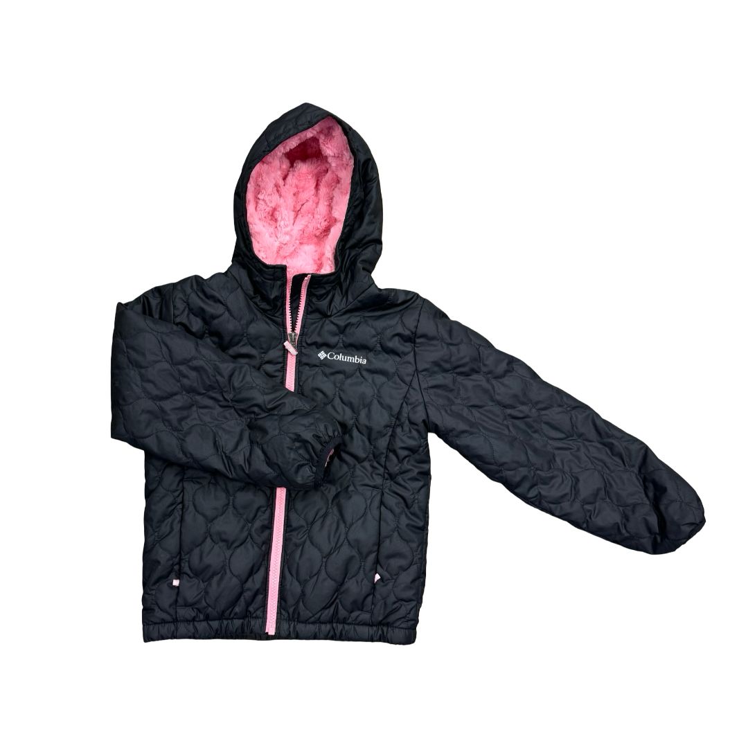 Columbia Bella Plush II Jacket Black with Pink Fleece Lining, 6 years