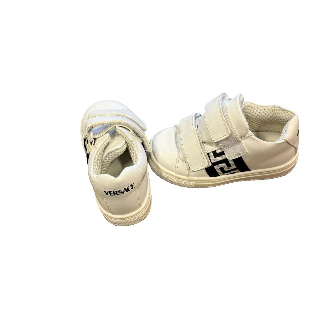 Versace White Velcro Shoes, euro 21 little kids