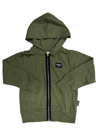 Nununu Green zip-up hooded sweatshirt with front pocket, 6-7 years