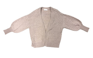 Rylee + Cru Beige Knit Open-front Cardigan, 4-5 years