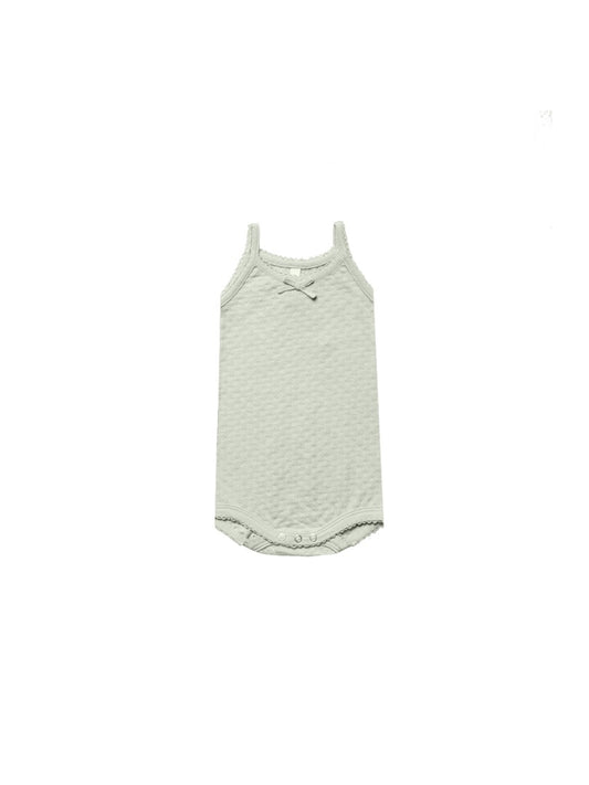 Quincy Mae organic pointelle tank onesie- mint, 2-3 years